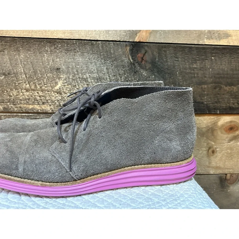 COLE HAAN LUNAR GRAND CHUKKA Comfort Suede Laced Up Ankle Boots Sz 10